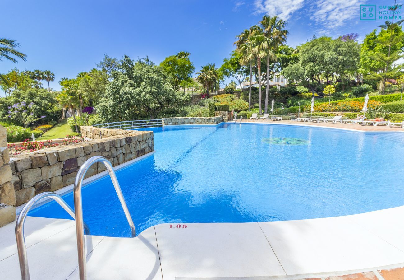 Piscina comunitaria de este apartamento en Marbella